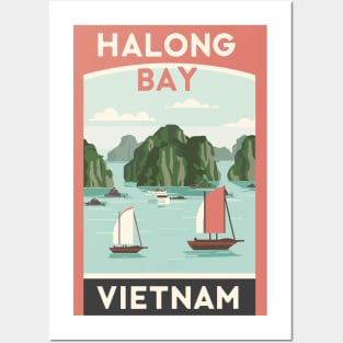 A Vintage Travel Art of Halong Bay - Vietnam Posters and Art